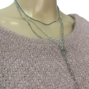 New Lot Of Two Layering Silver Necklaces Four Lengths 3 For $30 Sale